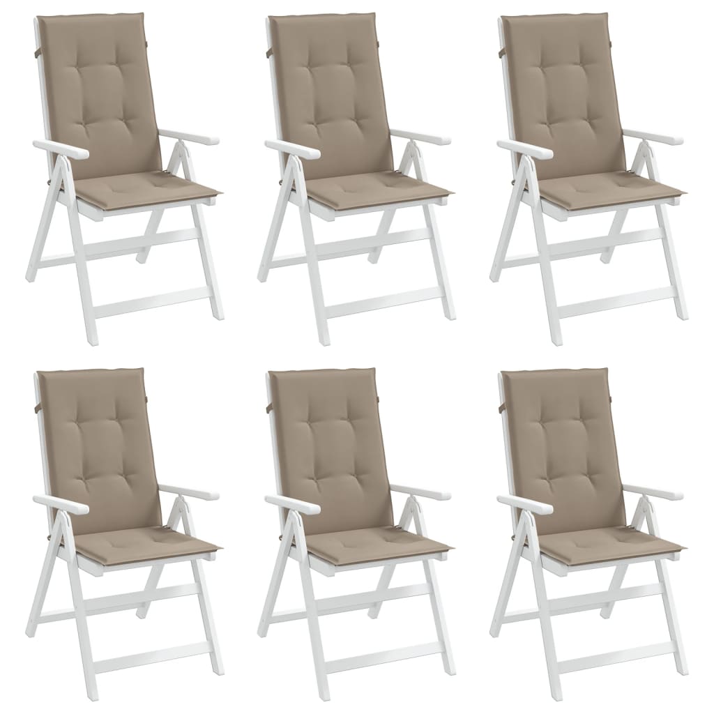 vidaXL Възглавници за столове с облегалки 6 бр таупе 120x50x3 см плат
