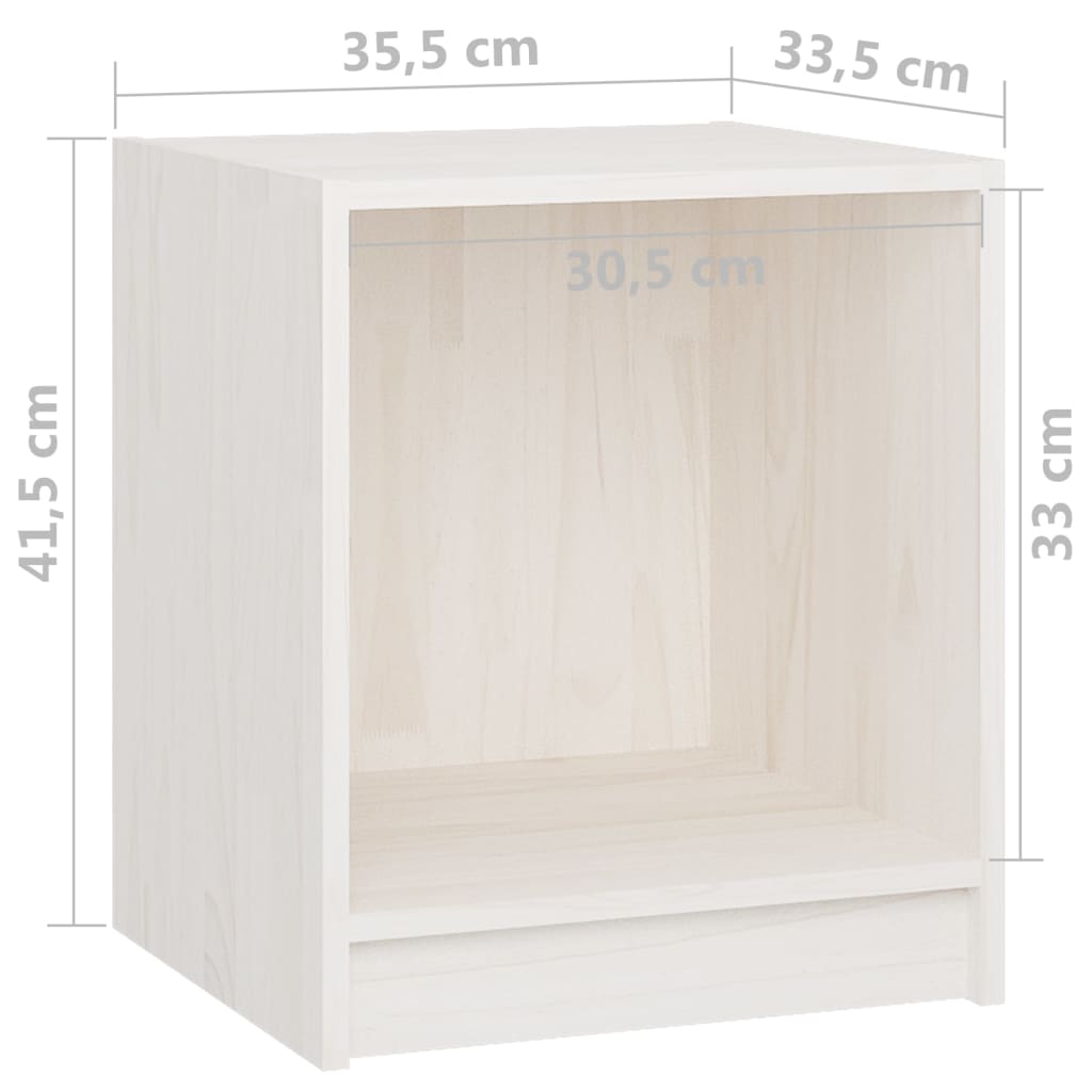 vidaXL Нощни шкафчета, 2 бр, бели, 35,5x33,5x41,5 см, бор масив