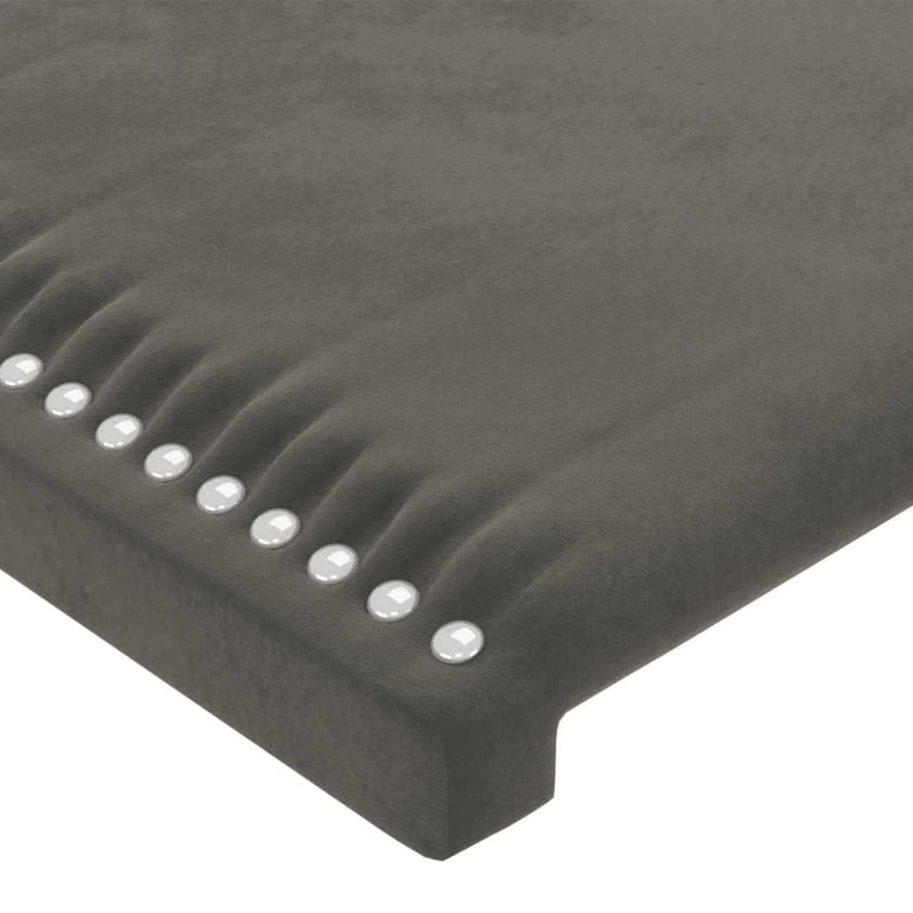vidaXL LED горна табла за легло, тъмносива, 83x16x118/128 см, кадифе