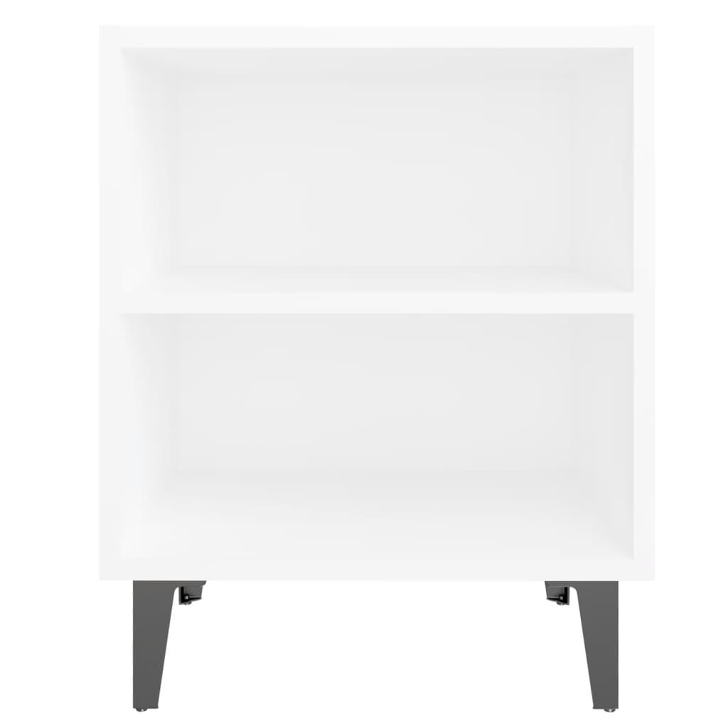 vidaXL Нощно шкафче с метални крака, бяло, 40x30x50 см