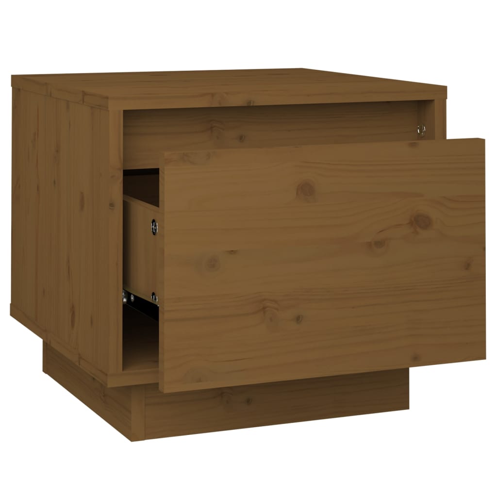 vidaXL Нощно шкафче, меденокафяво, 35x34x32 см, борово дърво масив