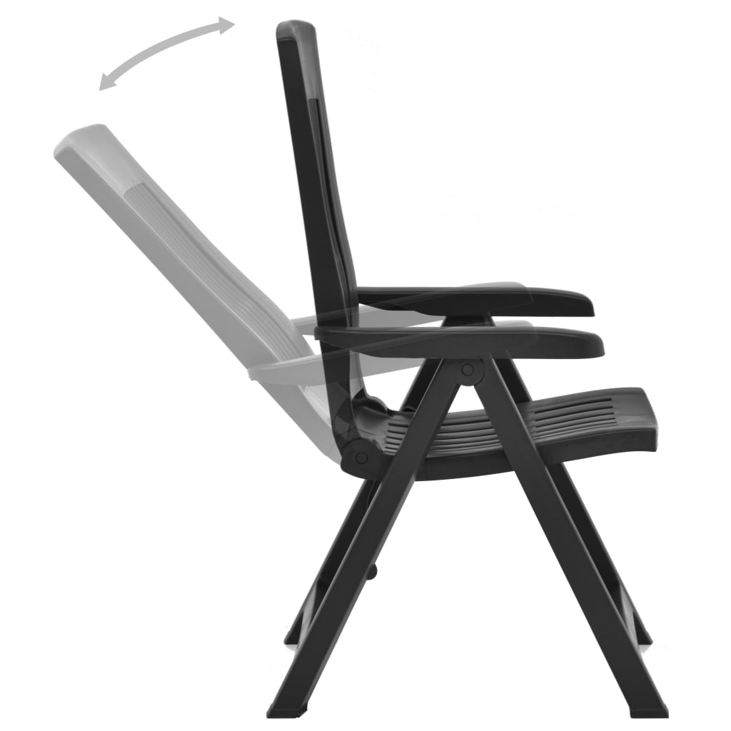 vidaXL Градински наклоняеми столове, 2 бр, пластмаса, антрацит
