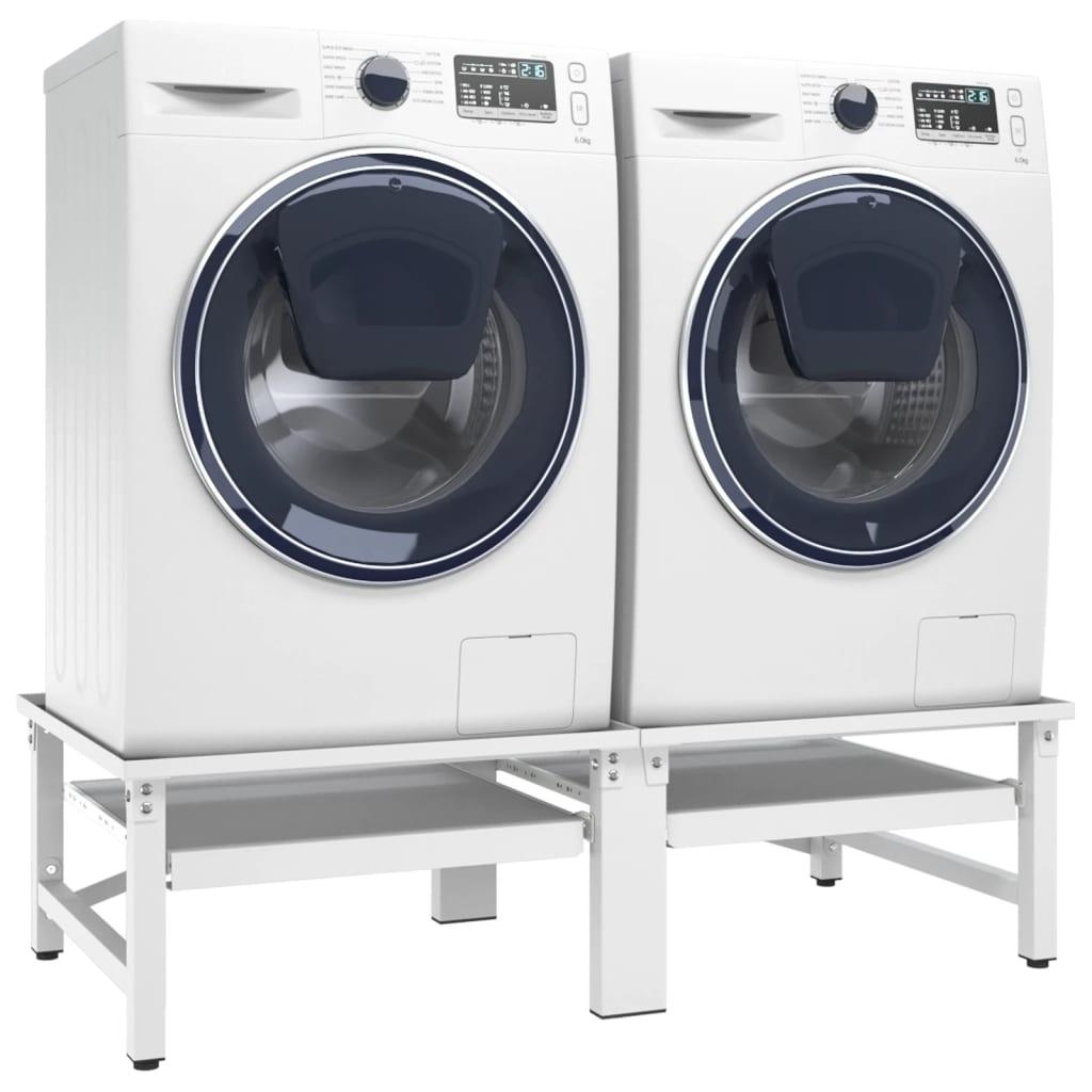 vidaXL Стойка за пералня и сушилня с изтеглящи се рафтове, бяла