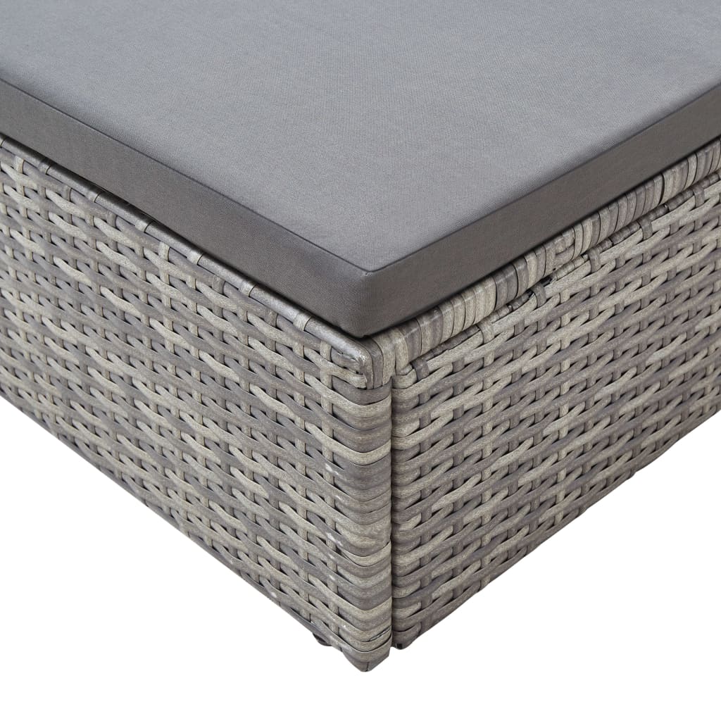 vidaXL Градинско лаундж легло със сенник смесено сиво полиратан