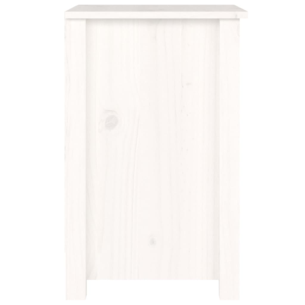 vidaXL Нощно шкафче, бяло, 40x35x55 см, борово дърво масив