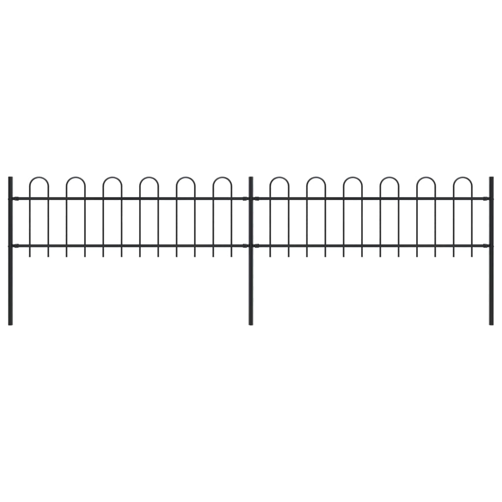 vidaXL Градинска ограда с извити върхове, стомана, 3,4x0,6 м, черна