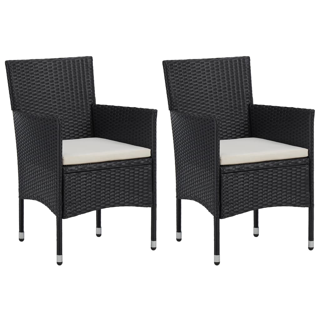 vidaXL Градински трапезни столове, 2 бр, полиратан, черни