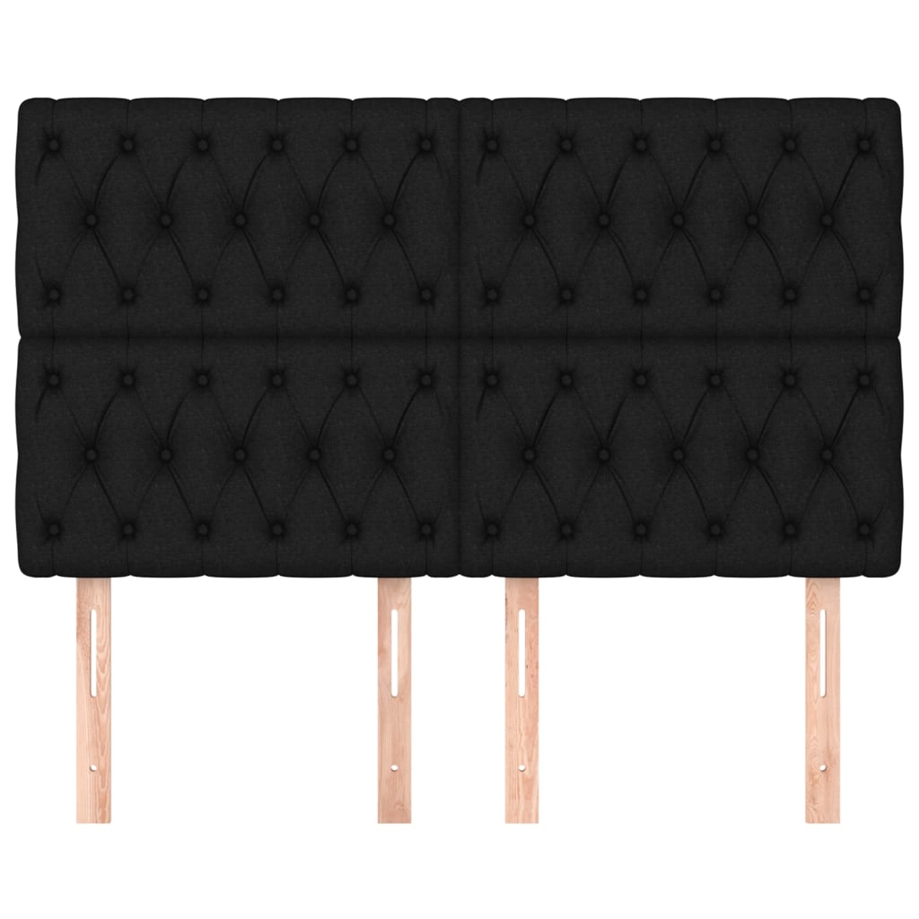 vidaXL Горни табли за легло, 4 бр, черна, 72x7x78/88 см, плат