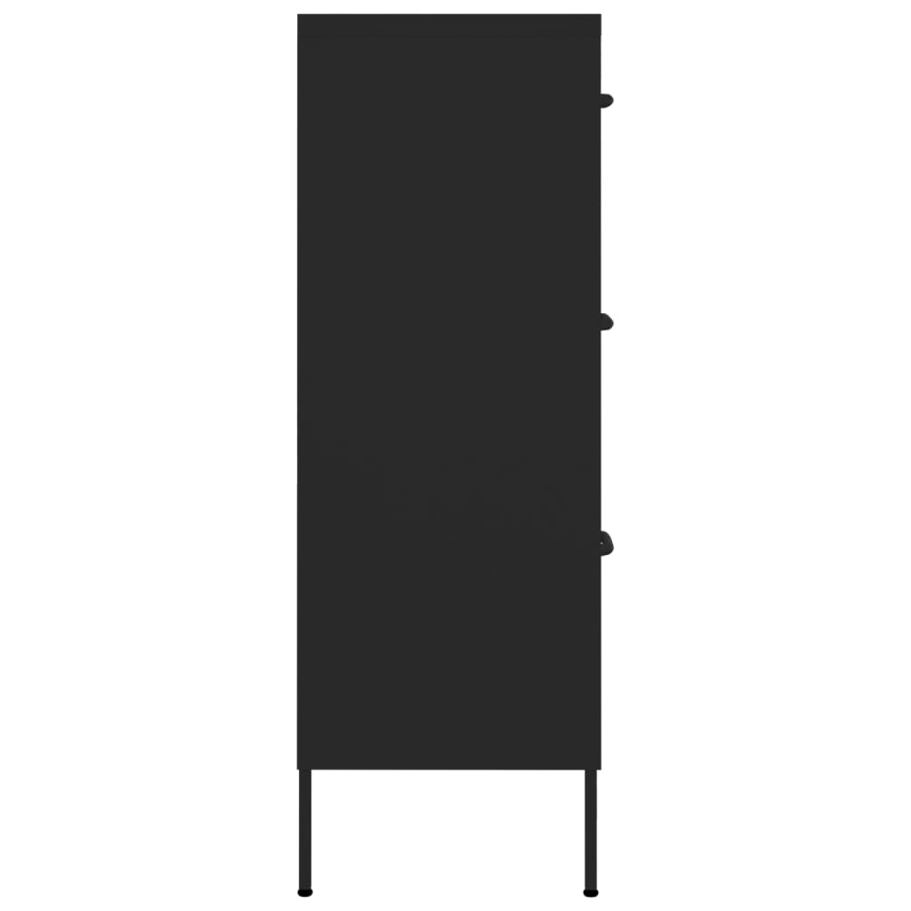 vidaXL Шкаф с чекмеджета, черен, 80х35х101,5 см, стомана