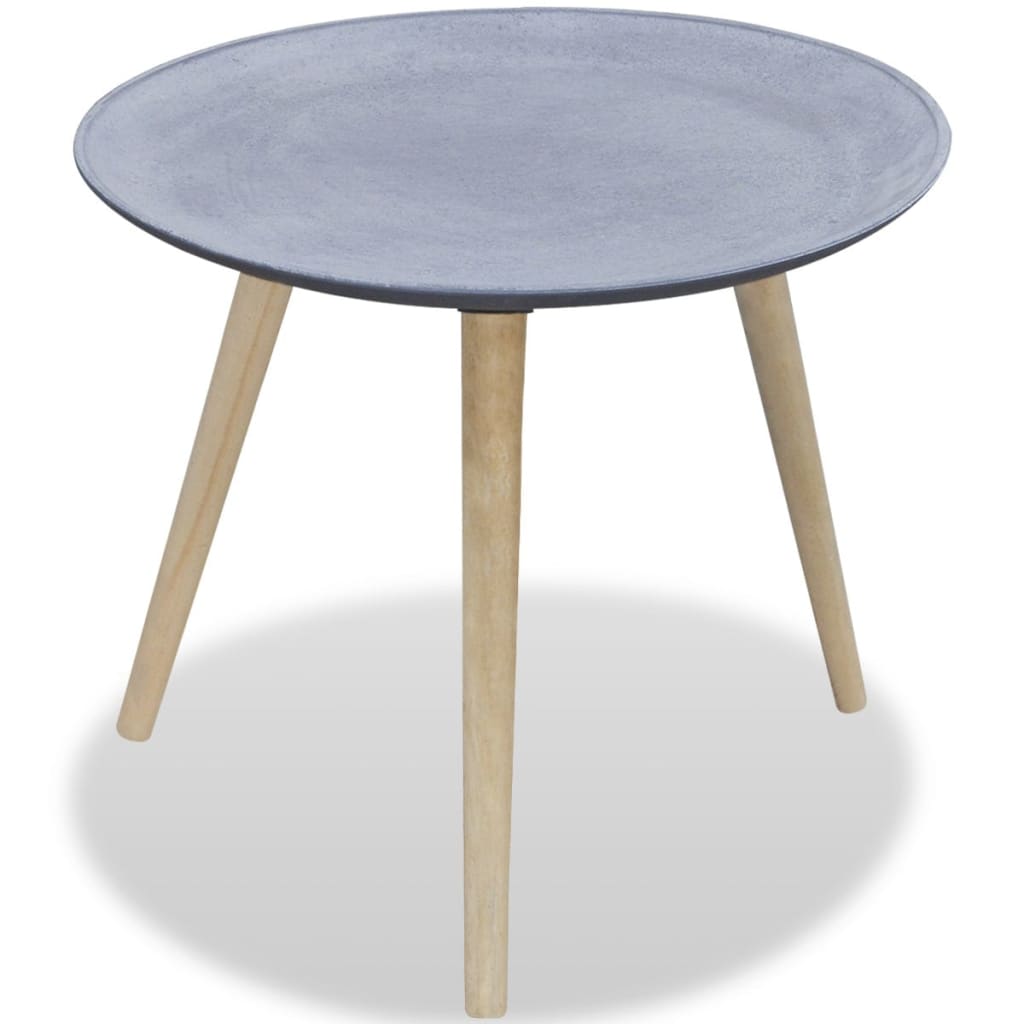 vidaXL Странична маса, кръгла, бетонно сив цвят
