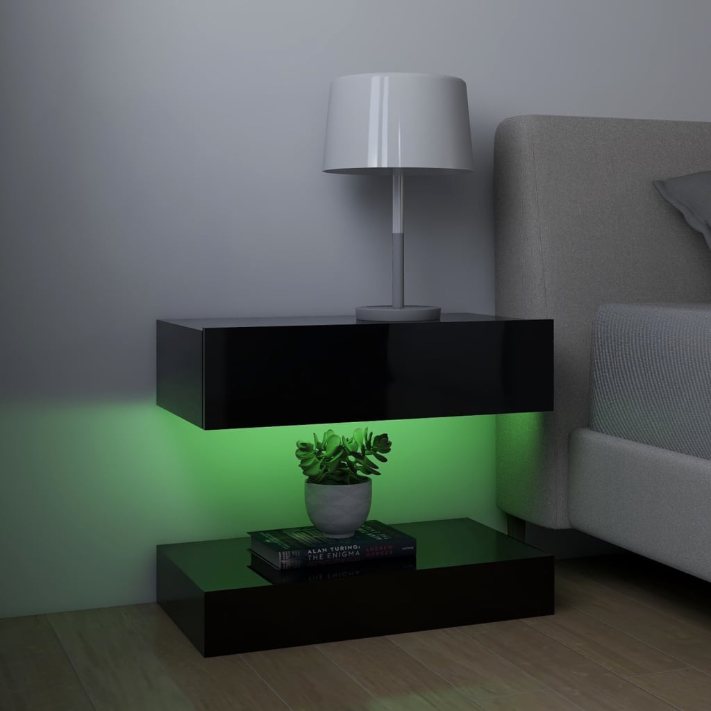 vidaXL ТВ шкафове с LED осветление 2 бр черен гланц 60x35 см
