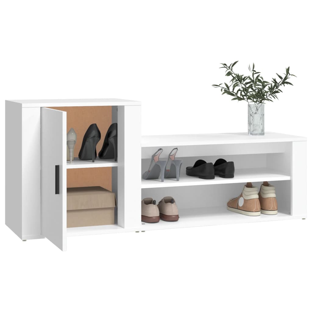 vidaXL Шкаф за обувки, бял, 130x35x54 см, инженерно дърво