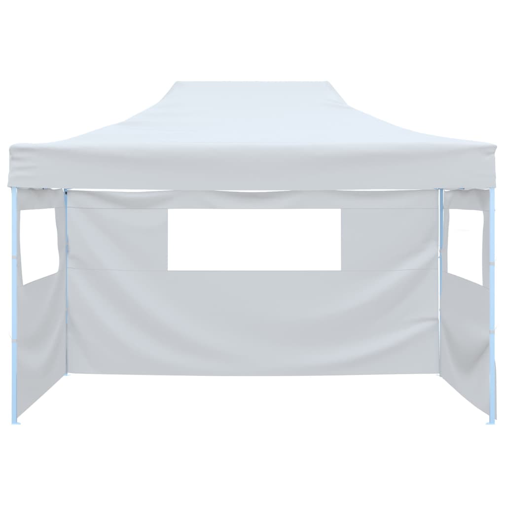 vidaXL Сгъваема парти шатра с 3 странични стени, 3x4,5 м, бяла