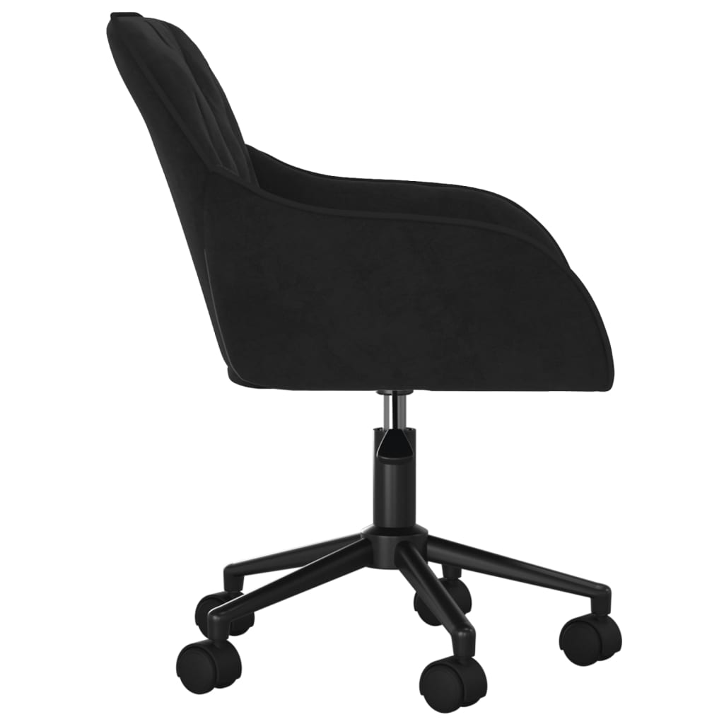 vidaXL Въртящ офис стол, черен, кадифе