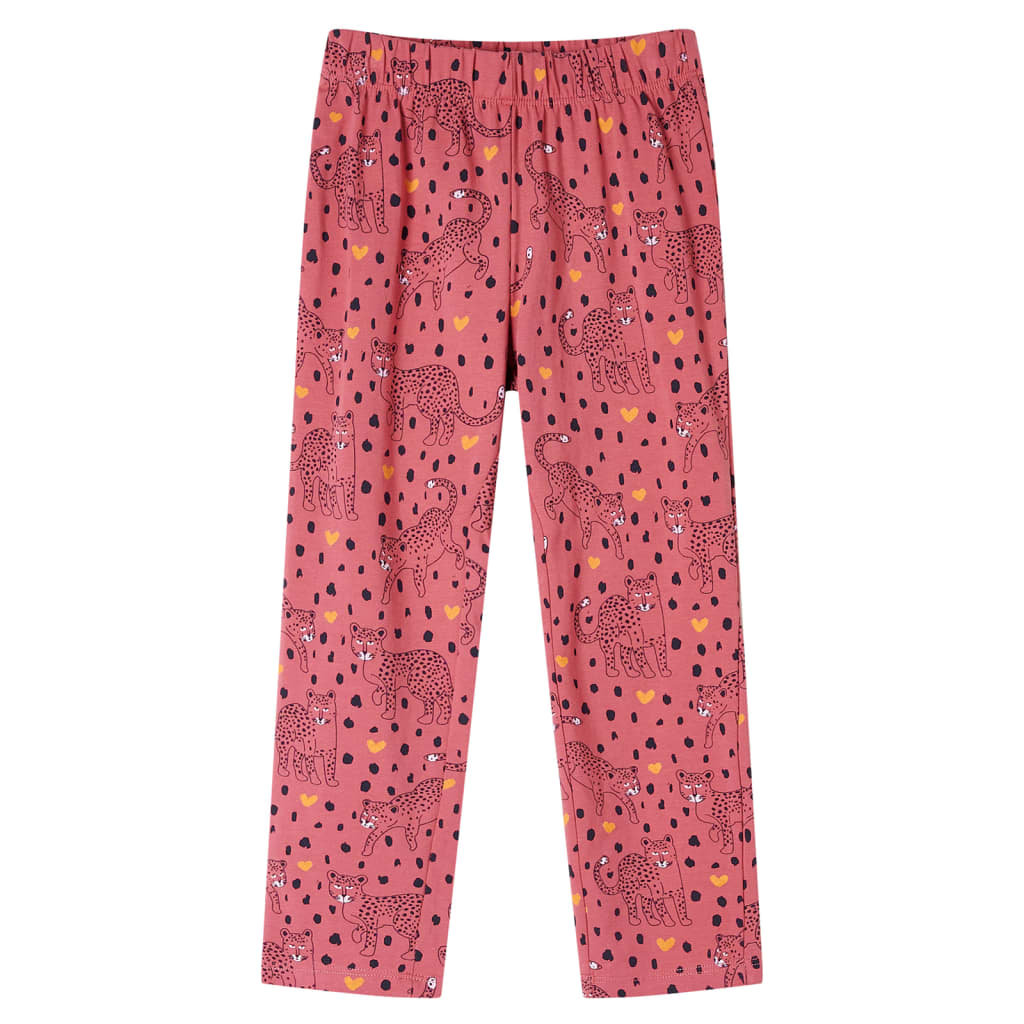 Детска пижама с дълъг ръкав, старо розово, 128