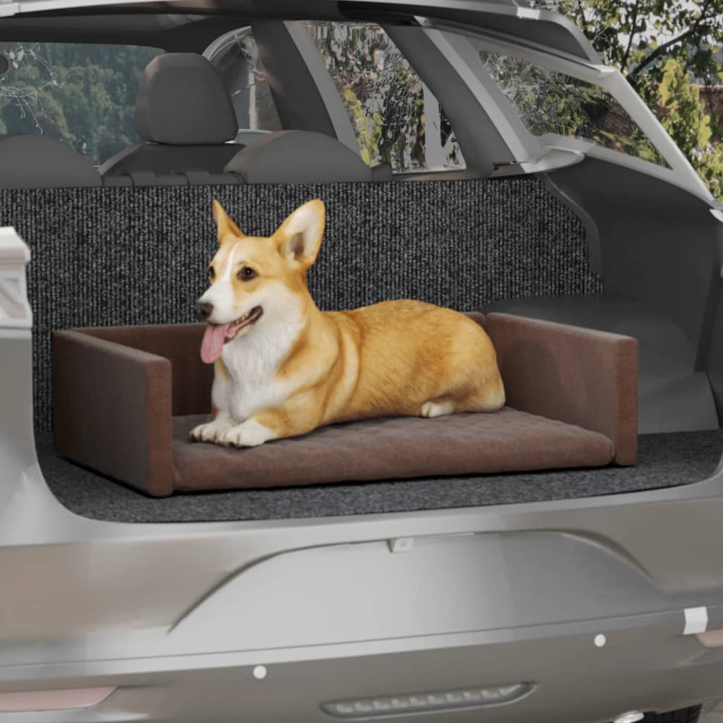 vidaXL Постелка за багажник за куче кафяв 70x45 см ленена визия