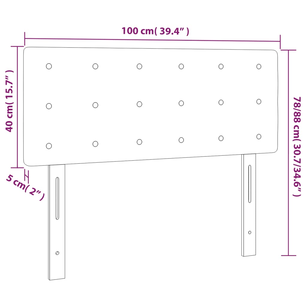 vidaXL LED Горна табла за легло, черна, 100x5x78/88см, изкуствена кожа