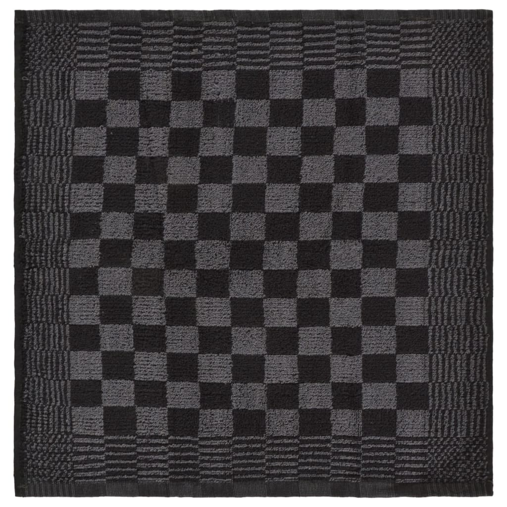 vidaXL Комплект кърпи от 10 части, черен и сив, памук