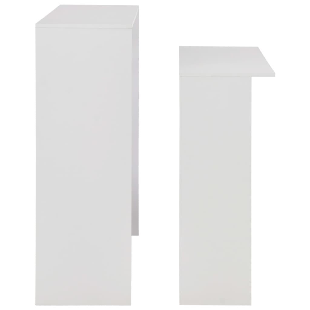 vidaXL Бар маса с 2 плота, бяла, 130x40x120 см