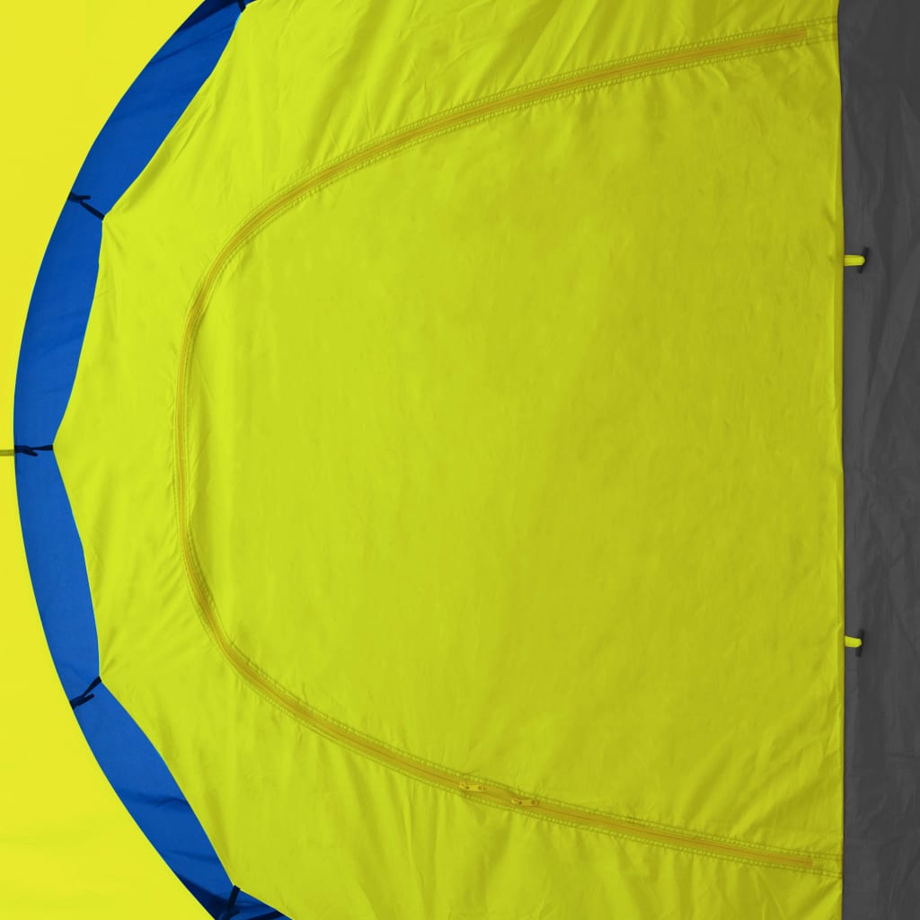 vidaXL Къмпинг палатка, текстил, 9-местна, синьо и жълто