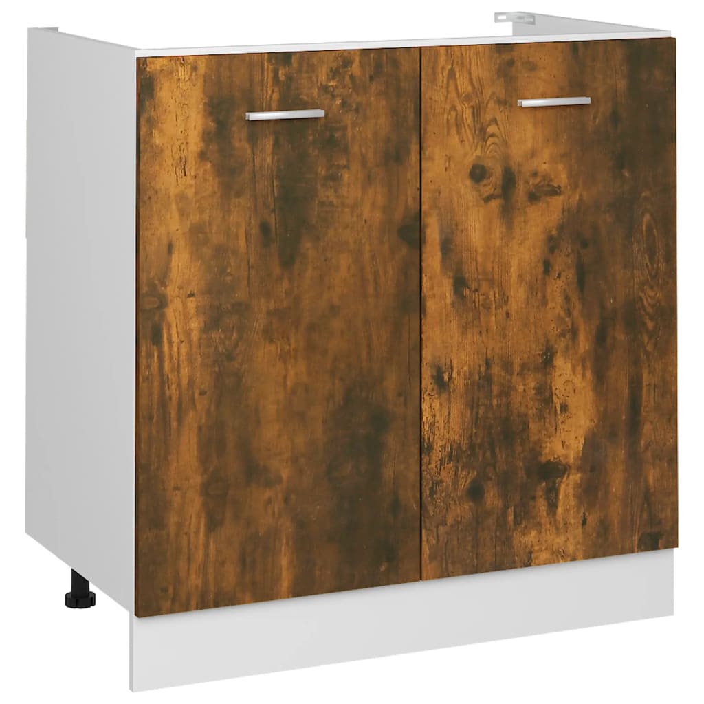 vidaXL Долен шкаф за мивка, опушен дъб, 80x46x81,5 см, инженерно дърво