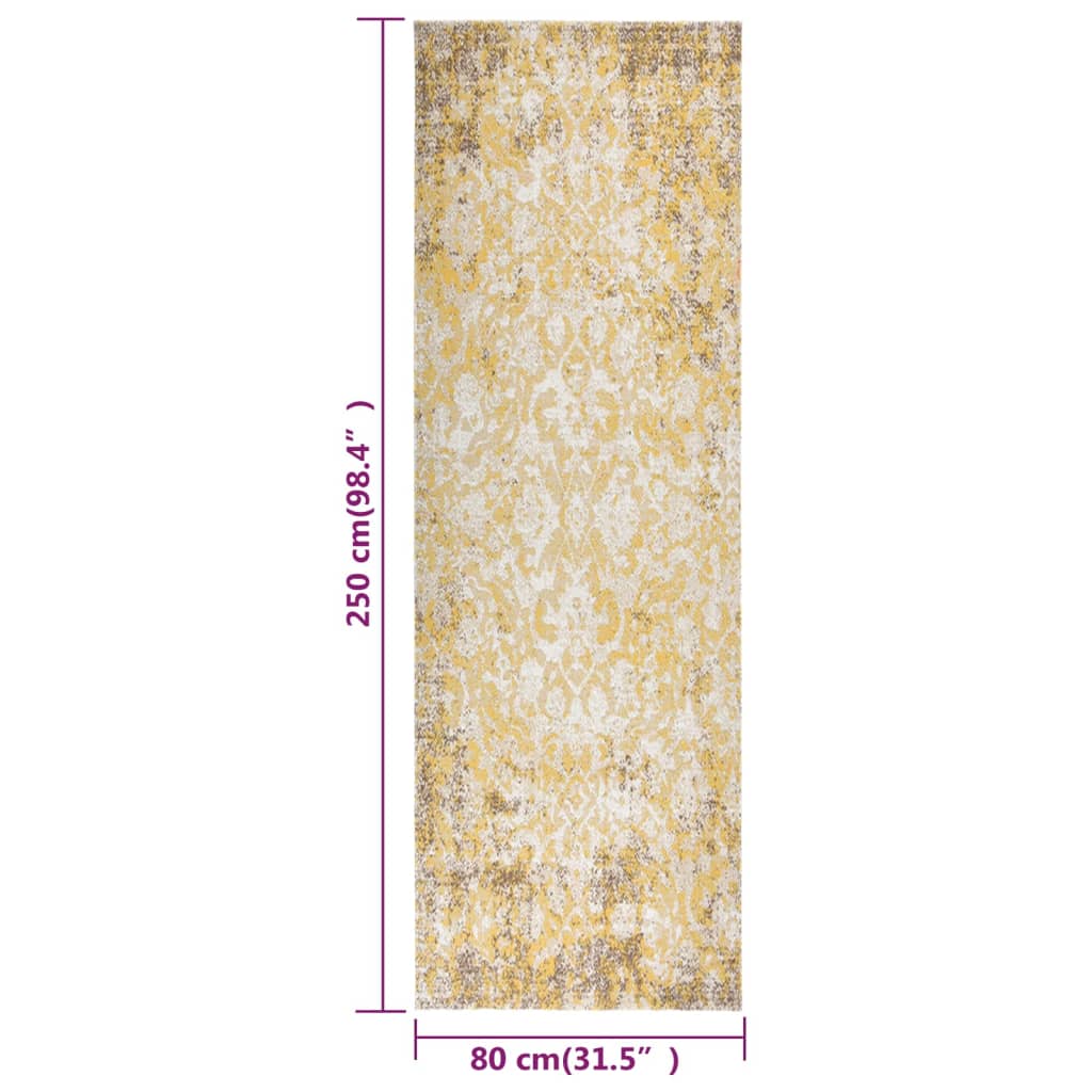 vidaXL Външен килим, плоскотъкан, 80x250 см, жълт