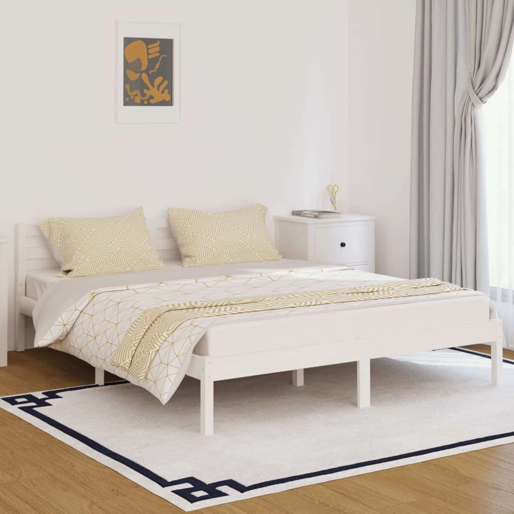 vidaXL Рамка за легло, бор масив, 160х200 см, бяла