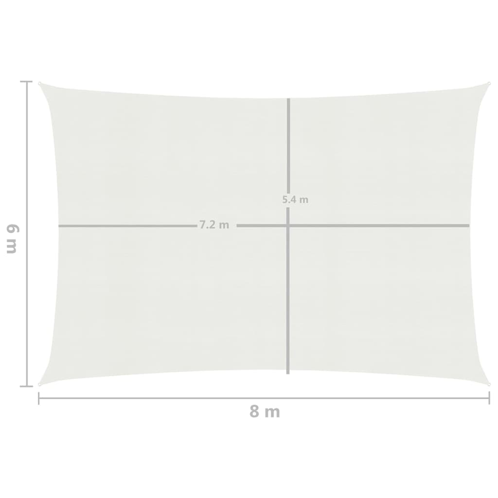 vidaXL Платно-сенник, 160 г/м², бяло, 6x8 м, HDPE