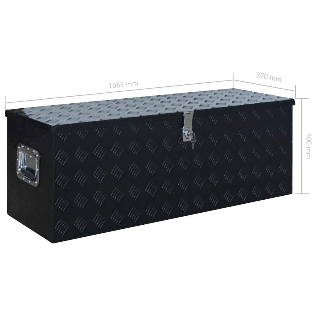 vidaXL Алуминиева кутия, 1085x370x400 см, черна