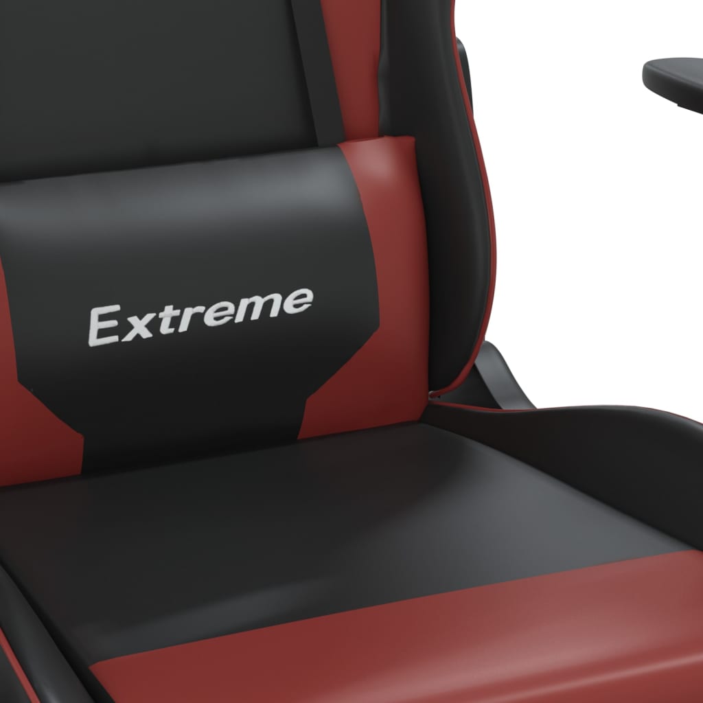 vidaXL Масажен гейминг стол с подложка черно/червено изкуствена кожа