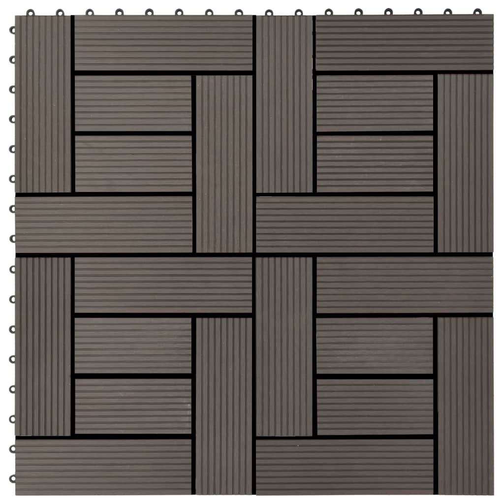 vidaXL 22 бр декинг плочки, 30x30 см, 2 кв.м., WPC, тъмнокафяви