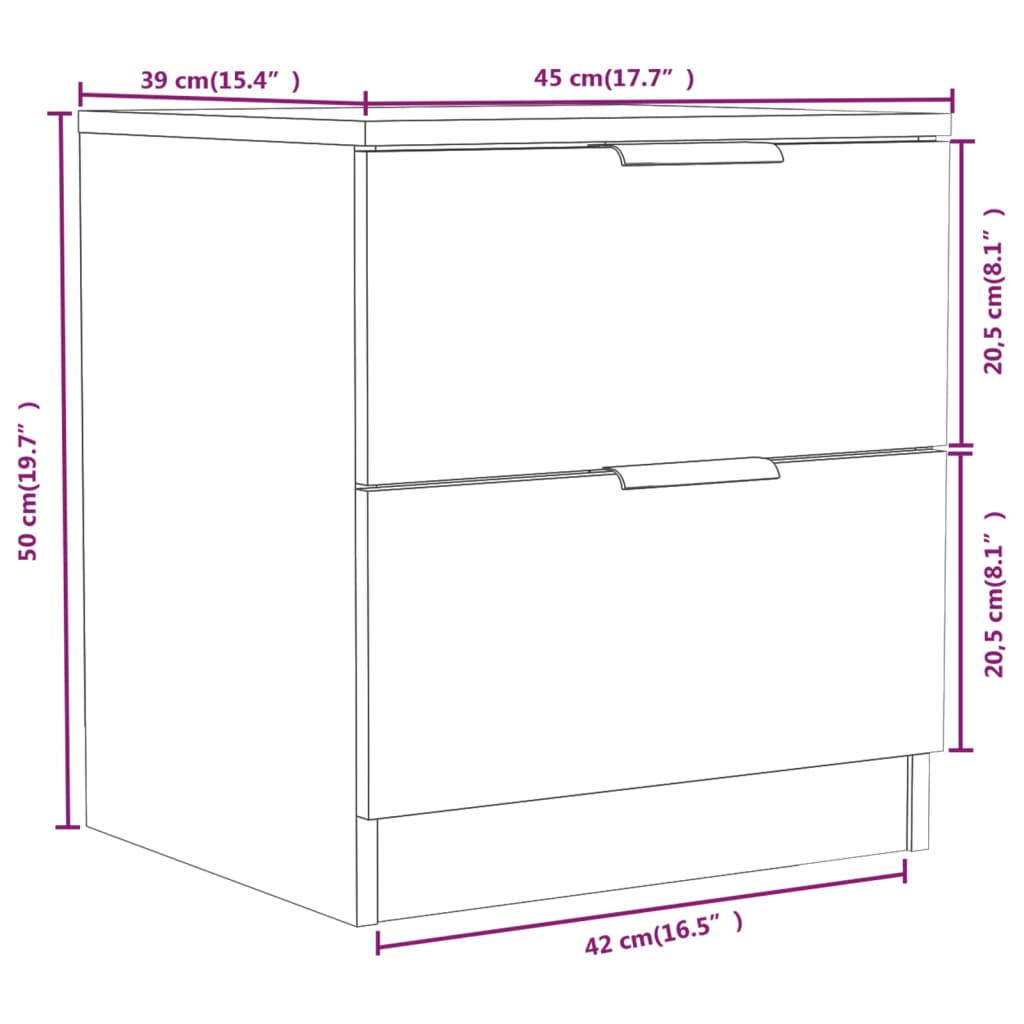 vidaXL Нощни шкафчета, 2 бр, бял гланц, инженерно дърво