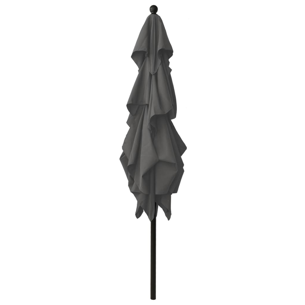 vidaXL Градински чадър на 3 нива с алуминиев прът, антрацит, 2,5x2,5 м