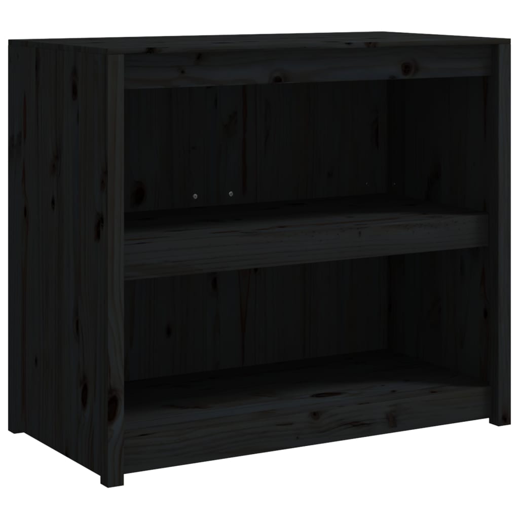 vidaXL Кухненски шкафове за открито, 3 бр, черни, бор масив