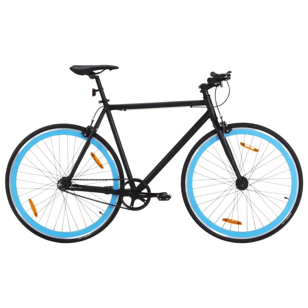 vidaXL Велосипед с фиксирана предавка, черно и синьо, 700c, 55 см
