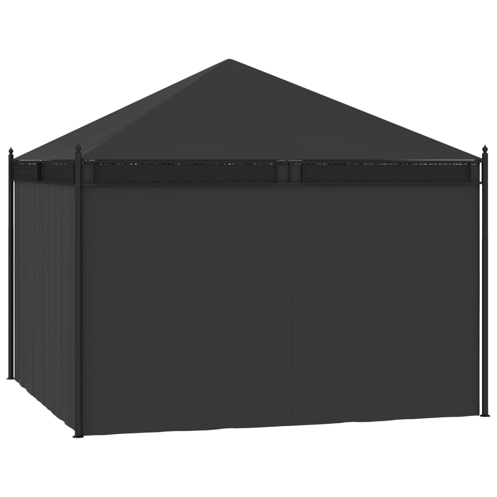 vidaXL Градинска шатра със завеси 3,5x3,5x3,1 м антрацит