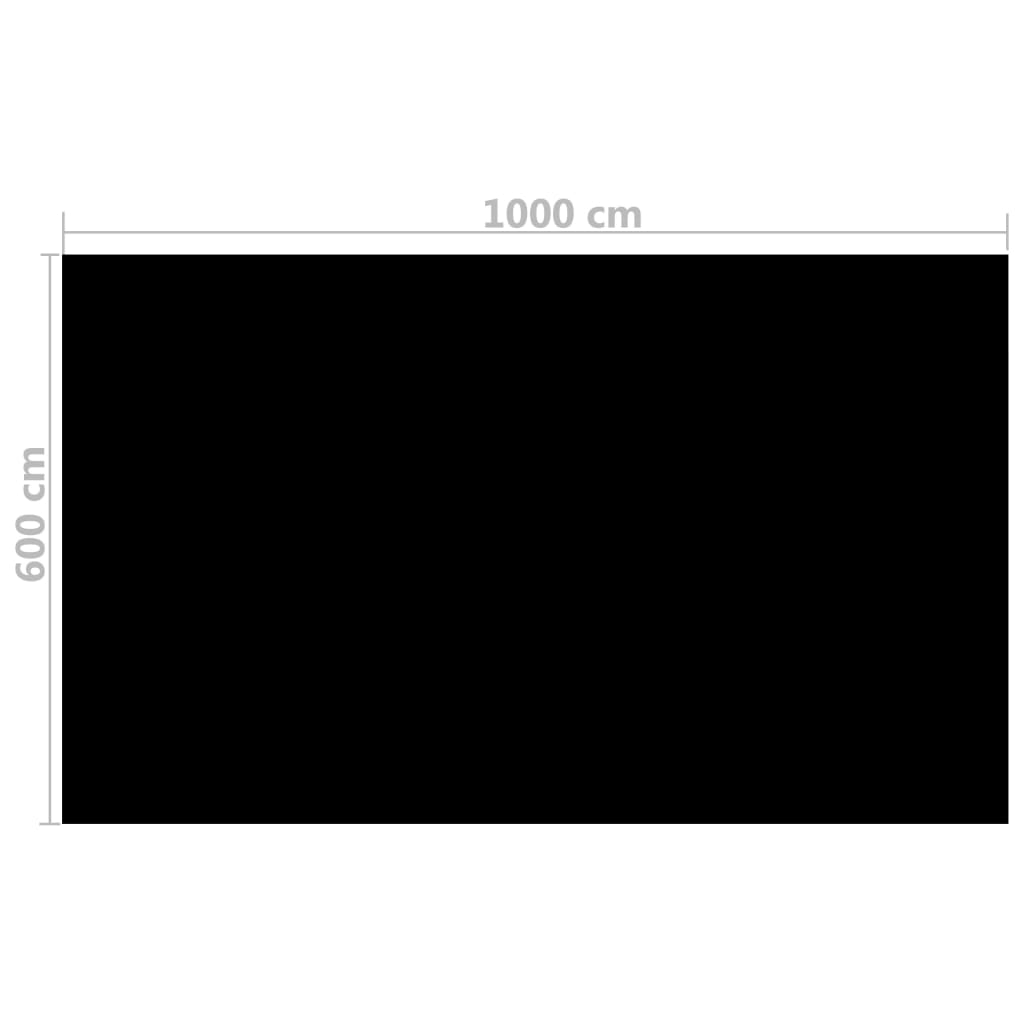 vidaXL Правоъгълно покривало за басейн, 1000x600 см, PE, черно