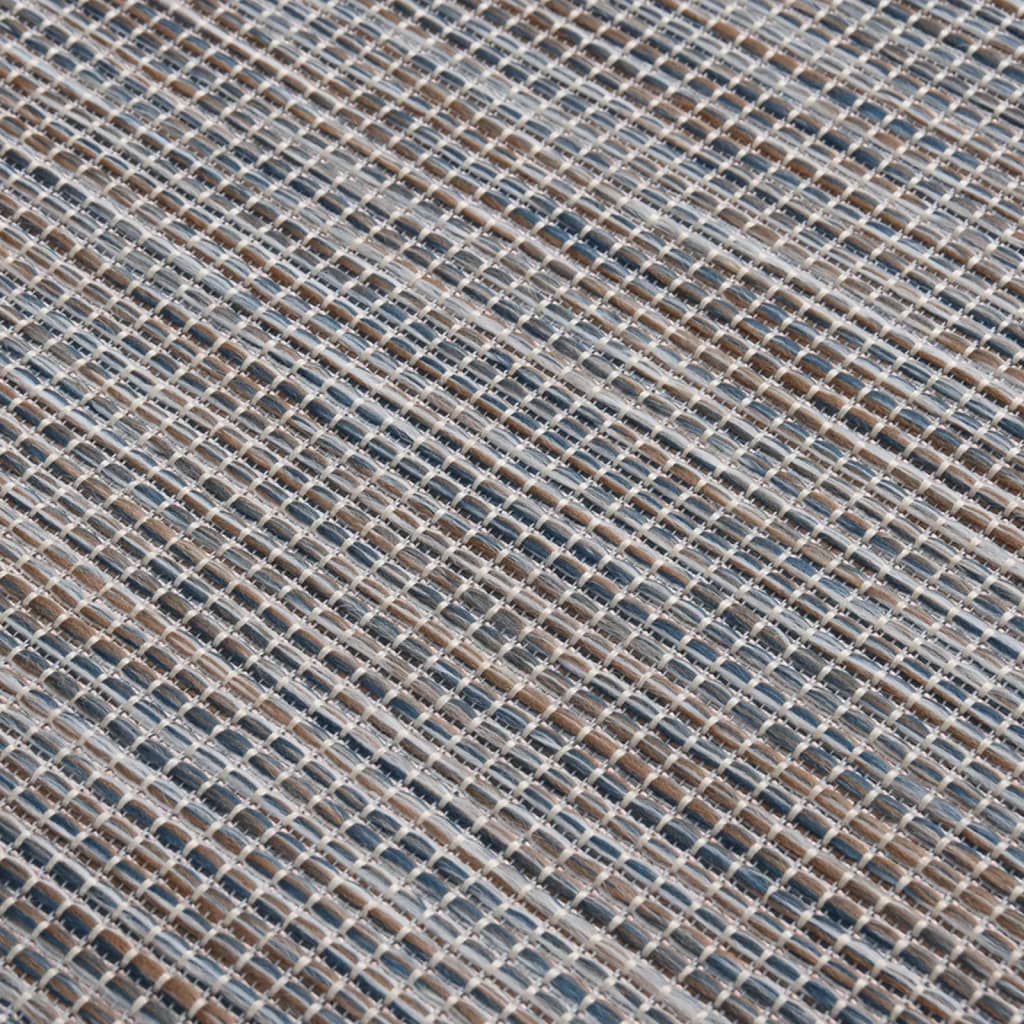 vidaXL Градински плоскотъкан килим, 200x280 см, кафяво и синьо