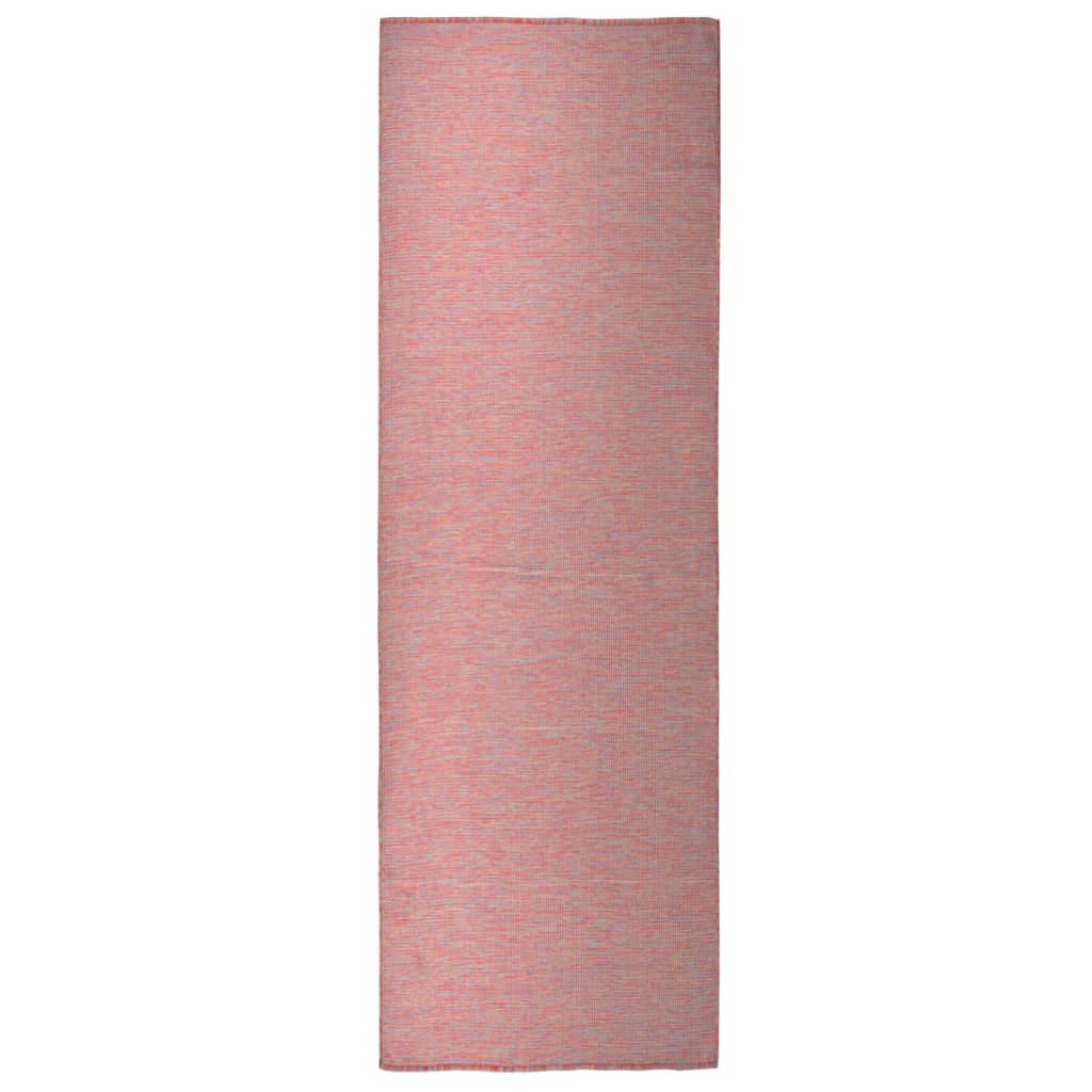 vidaXL Градински плоскотъкан килим, 80x250 см, червен