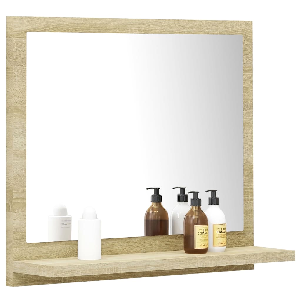 vidaXL Огледало за баня, дъб сонома, 40x10,5x37 см, ПДЧ