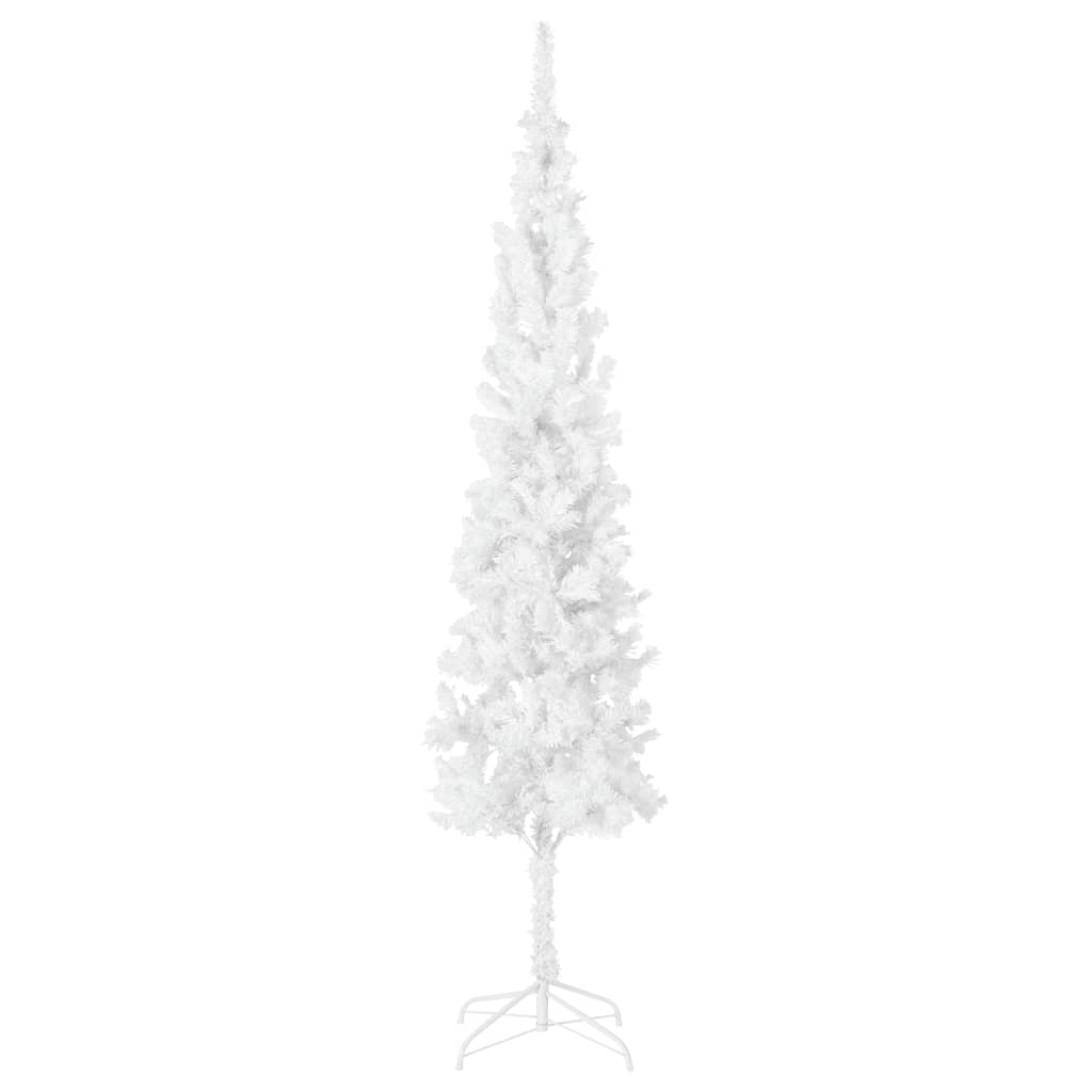 vidaXL Тънка коледна елха, бяла, 210 см