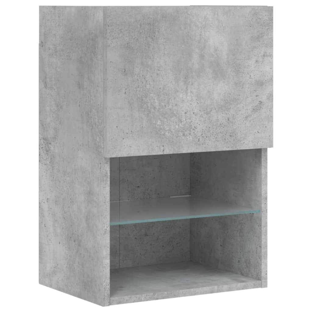 vidaXL ТВ стенни шкафове, 6 части, с LED светлини, бетонно сиви
