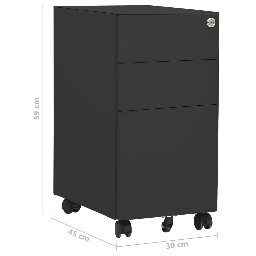 vidaXL Мобилен офис шкаф, антрацит, 30x45x59 см, стомана