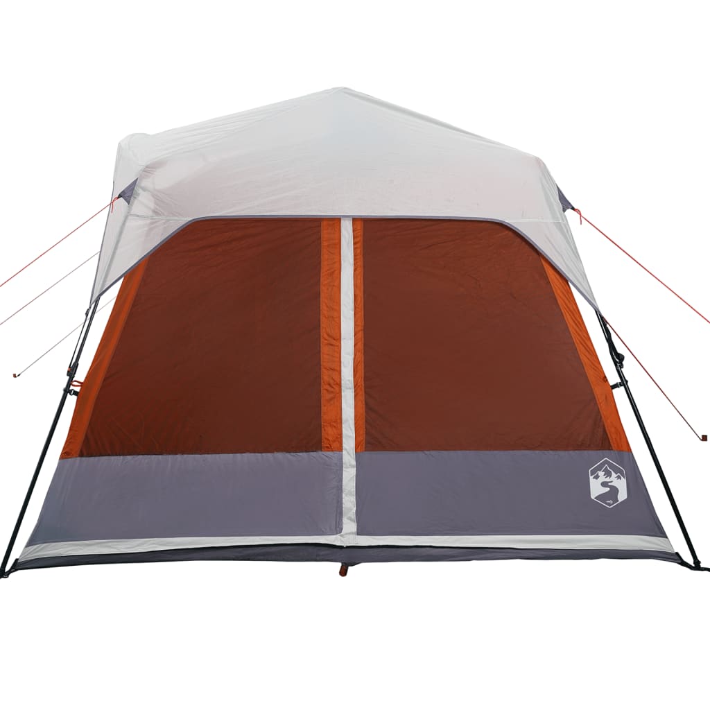 vidaXL Семейна палатка с LED 9-местна сив-оранжев бързо освобождаване