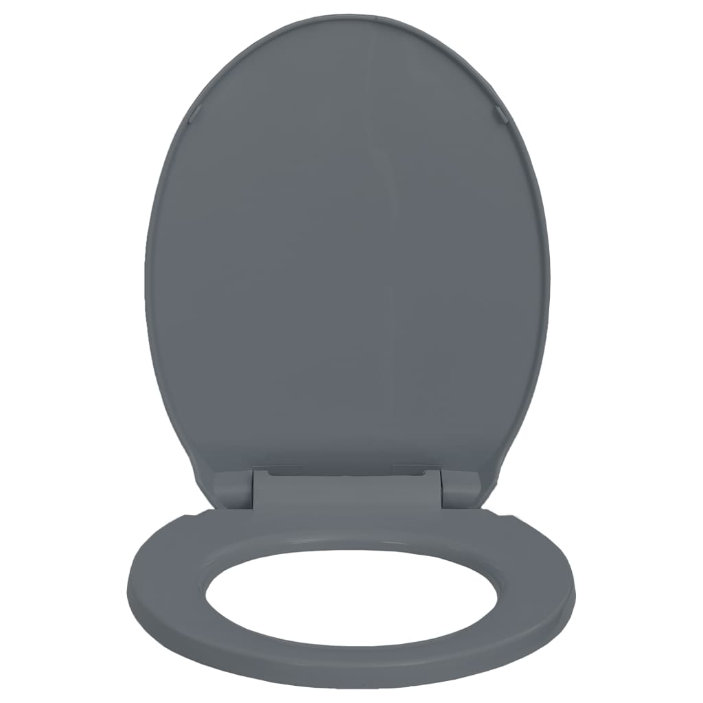 vidaXL Тоалетна седалка с плавно затваряне, сива, овална