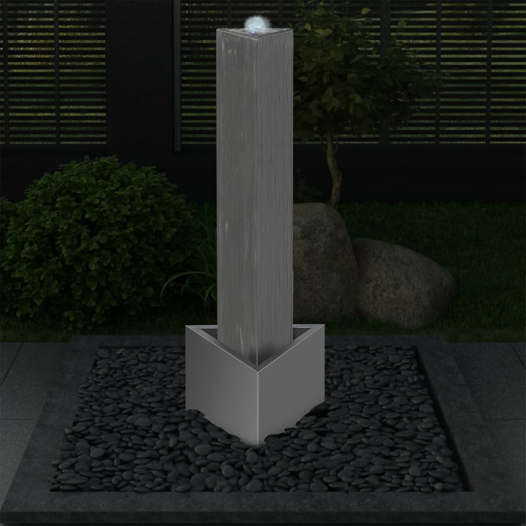vidaXL Градински фонтан сребрист 37,7x32,6x110 см неръждаема стомана