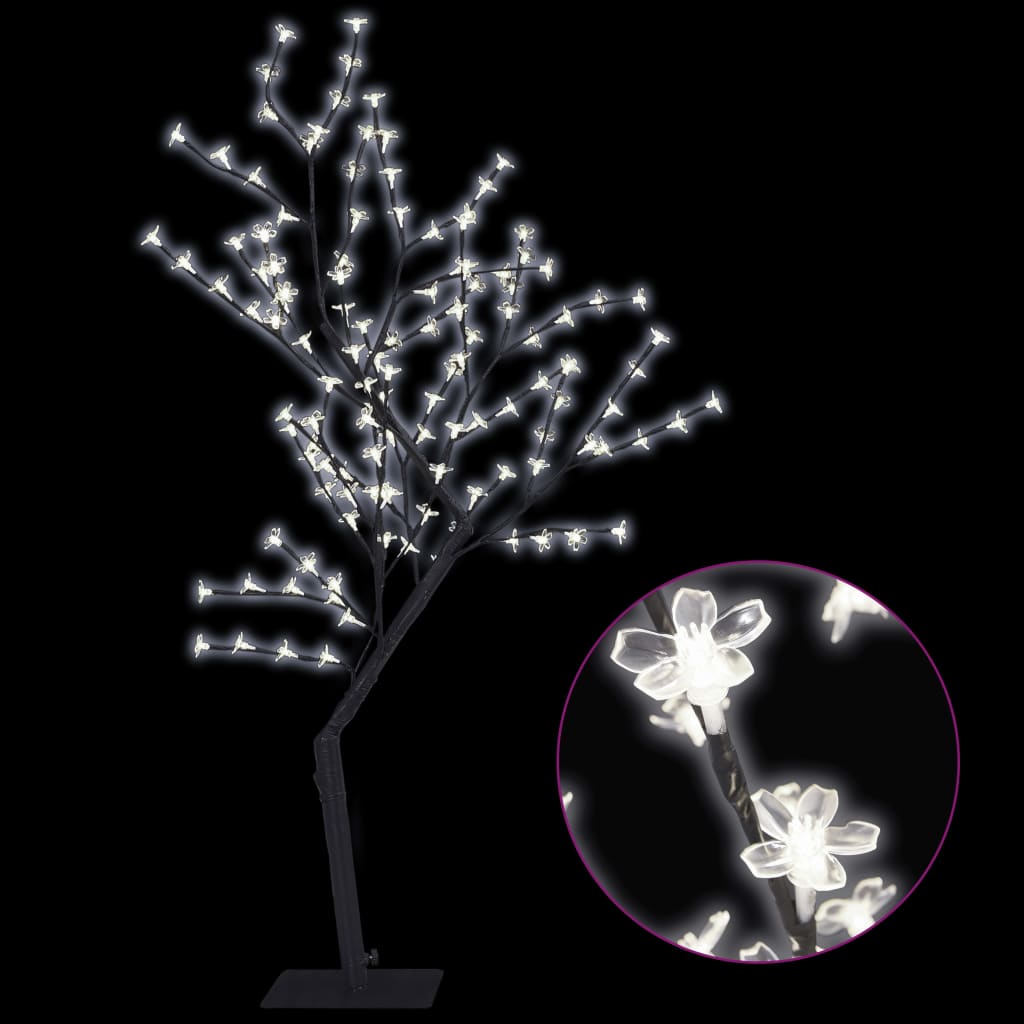 vidaXL Коледно дърво, 128 студено бeли LED, разцъфнала череша, 120 см