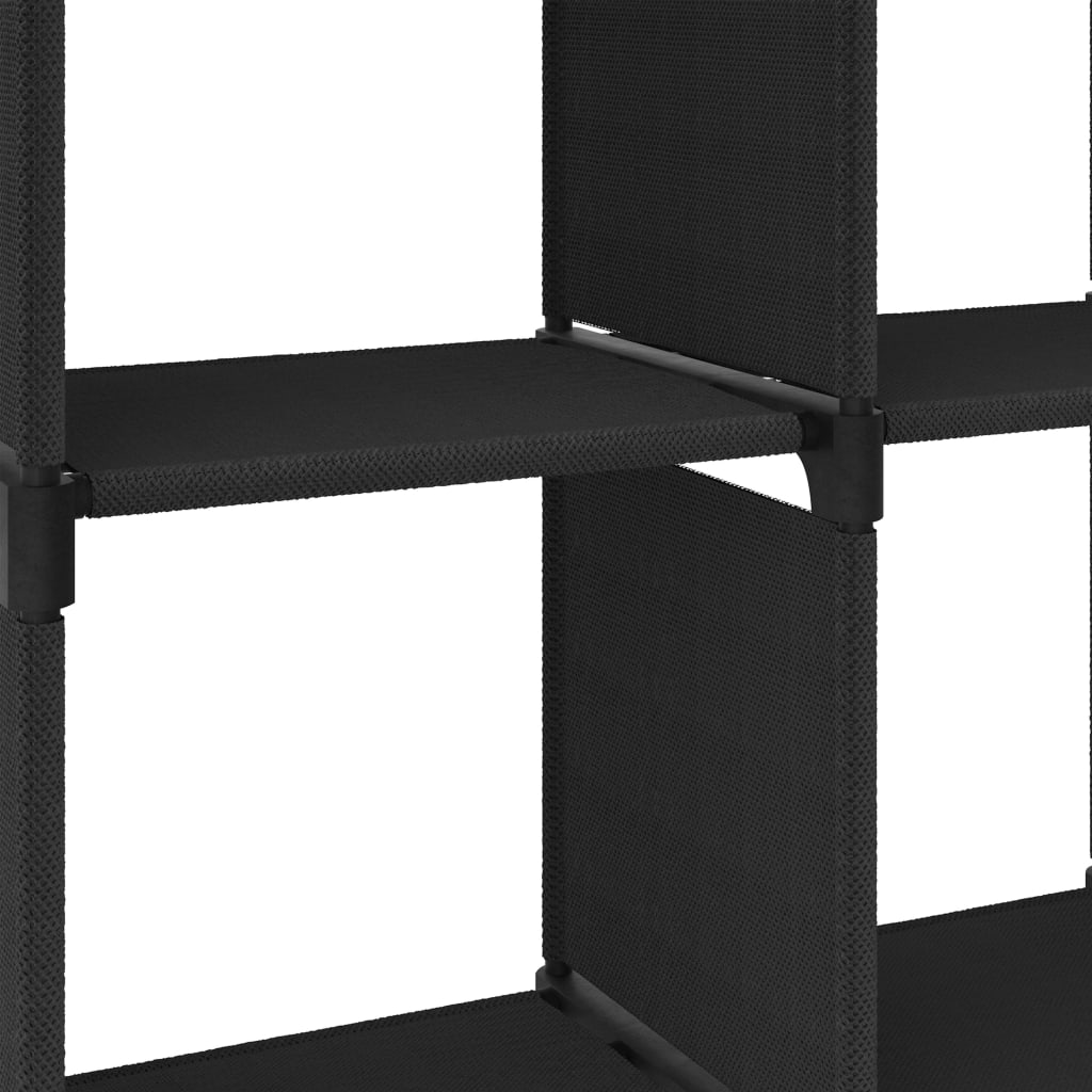 vidaXL Рафт с 6 кубични отделения, черен, 103x30x72,5 см, плат
