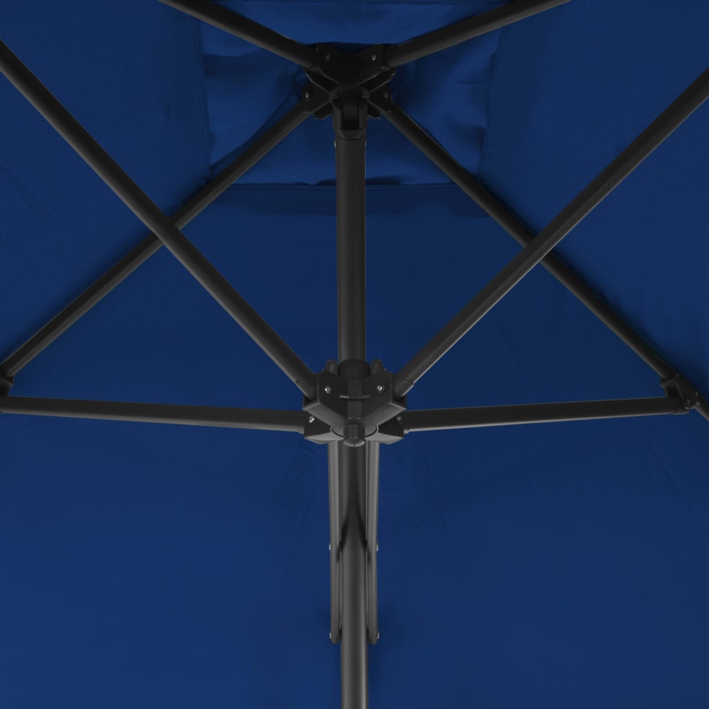 vidaXL Градински чадър със стоманен прът, син, 250x250x230 см