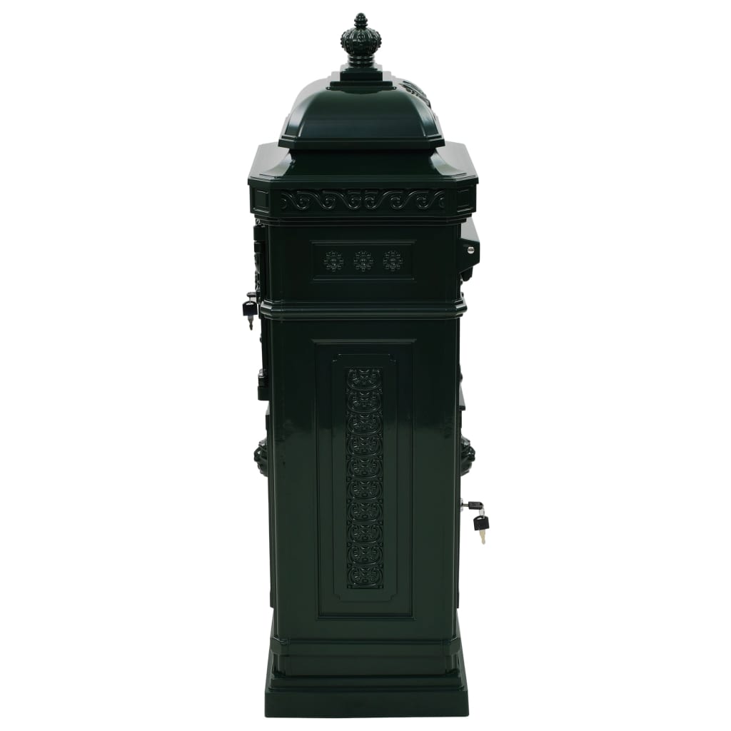 vidaXL Алуминиева пощенска кутия стълб винтидж стил неръждаема зелена